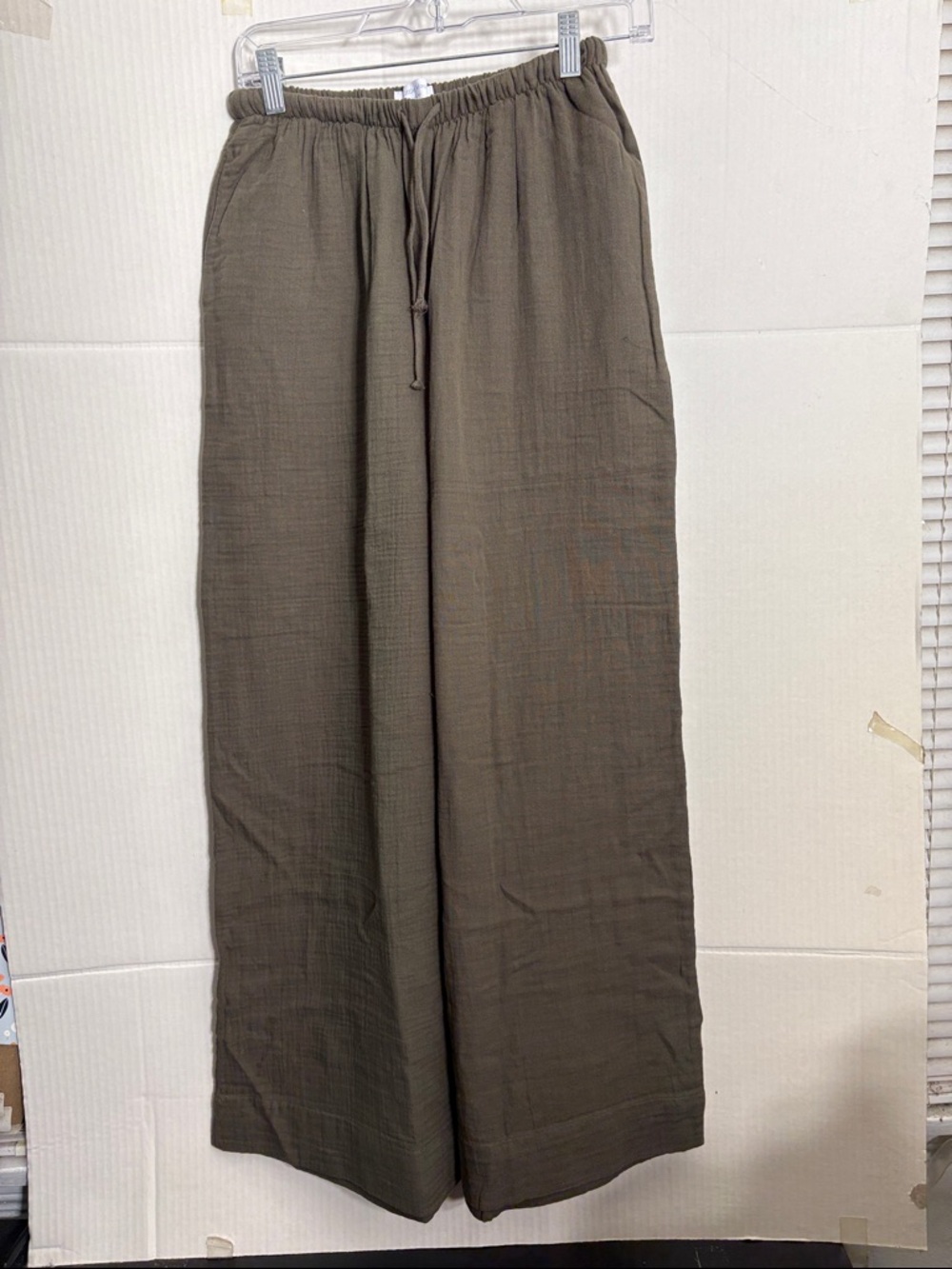 Aritzia Little Moon Olive Brown Drawstring Wide-Leg Joggers Coastal Palazzo Pant